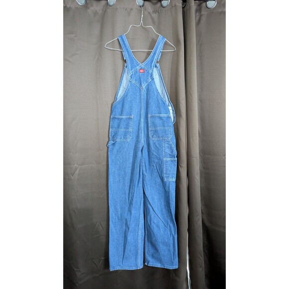 Dickies Women's Carpenter Overalls Sz LR Blue Denim Bib Relaxed Fit Skater Y2K - Picture 2 of 9